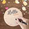 Baby Announcement Sign, ​5.9 Inch Wooden Hello World Newborn Signs,