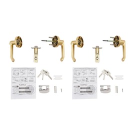 2 Pack Heavy Duty Door Levers with Keys Entry Door Locks Keyed Alike Door Handles and Double Cylinder Deadbolt Set for Interior or Exterior Door Use (Gold)