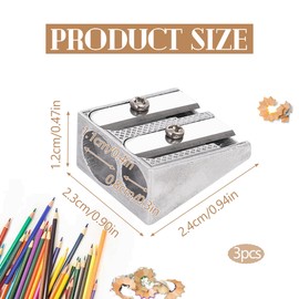3PCS Metal Pencil Sharpeners with 2 Holes Crayon Sharpener Metal Pencil Sharpeners Eye Twin Pencil Sharpener Student Stationery Pencil for Home School Office