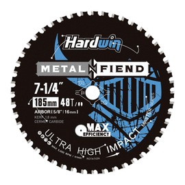 HARDWIN 7-1/4 Inch Metal Cutting Saw Blade - 48T Cermet Carbide Tipped for Rebar, Angle Iron, Pipes, Channels - 5/8" Arbor, Low-Heat Spark-Free Thin Kerf Design - Replacement for Diablo D0748CF