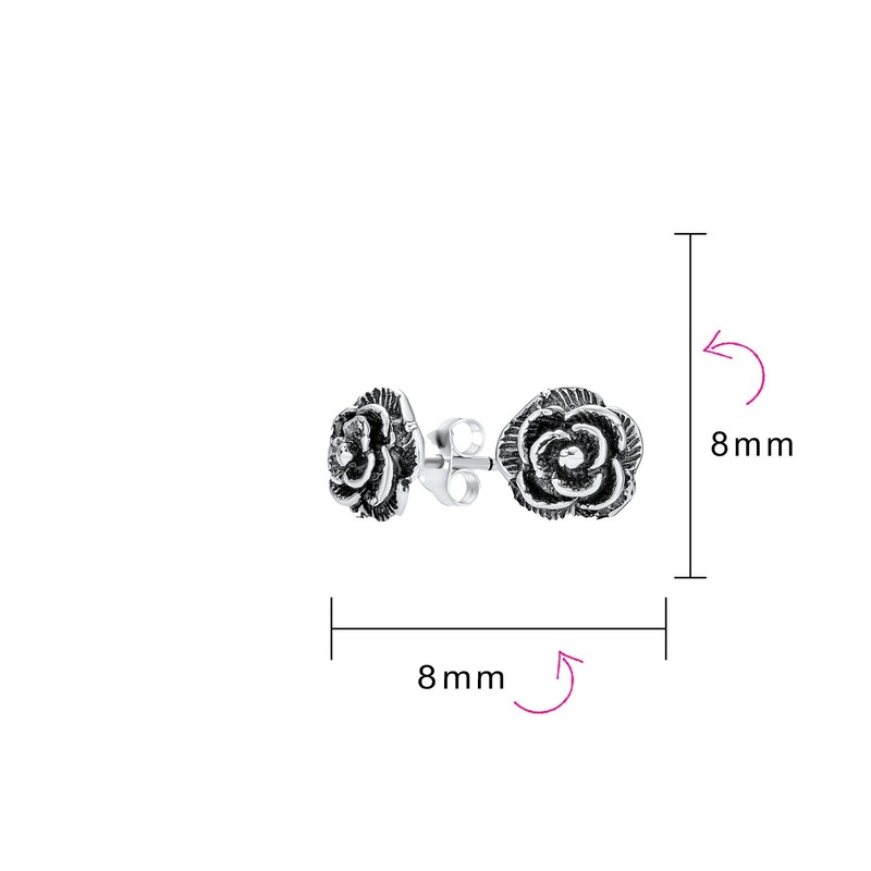 Retro Vintage Style Floral Garden Party Flower Black Rose Stud