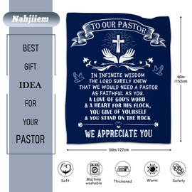 Nahjiiem Pastor Appreciation Gifts Blanket 60"x50", Pastor Gifts for Men Women, Inspirational Christian Unique Pastor Gifts for Men, Religious Gift for Pastor Men Throw Blanket