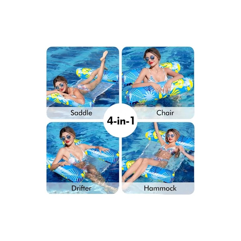 Inflatable Pool Floats Adult，5 Pack Multi-Purpose Pool Float Water Hammock，Pool
