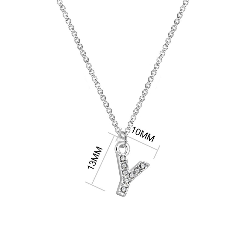 Philip Jones Pave Initial Letter Y Necklace with Austrian Crystals
