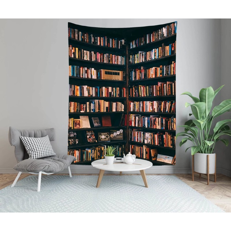 CORFOTO Fabric 4x6ft Bookshelf Backdrop Theme Photography Virtual Classroom Bookshelves