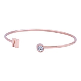 LuckyLy Pulsera para Mujer con Inicial Letra tipo Brazalete, Acero Inoxidable con Baño de Oro Rosa 18k y Zirconia Cúbica – Regalos para Mujer Originales y Cumpleaños, Modelo Sonia