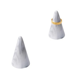 KESHENG - Soporte moderno para anillos de mármol con forma de cono de cerámica para joyas o anillos de boda, Gris y gris.
