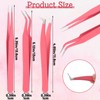 6 Pack Lash Tweezers For Eyelash Extensions,Fiber Tip Lash Tweezers,Precision