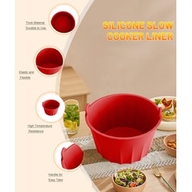 Slow Cooker Liners, 2pcs Reusable Round Cooking Liner Leak-proof Silicone Slow Cooker Liner fit 5-6 Quart Oval Slow Cooker