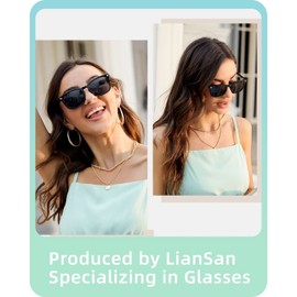 LianSan Progressive Multifocal Reading Sunglasses - for Women Men with Spring Hinge Acrylic Frame UV400 Trifocal Sun Readers Black for 20ft Distance 2.00x