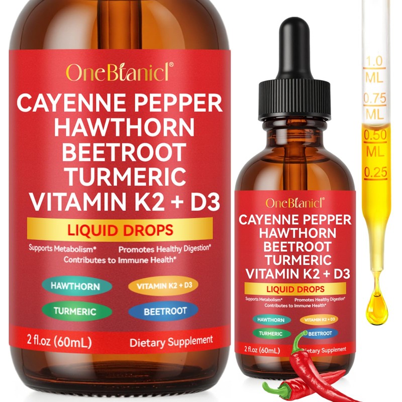 Cayenne Pepper Liquid Drops 60ml | 9-in-1 Liquid Supplement |