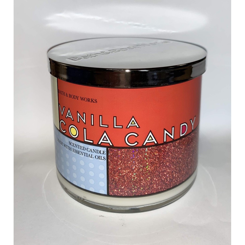 Bath and Body Works Vanilla Cola Candy Candle - Large 14.5 Ounce 3-Wick Candy - Discontinued Soda Scent Limited Edition