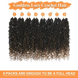 Blonde Goddess Locs Crochet Hair 14inch Boho Faux Locs Hair with Curls Pre Looped River Locs Crochet Hair for Women Locs Synthetic Hair Extensions (1B/27,14 Inch)
