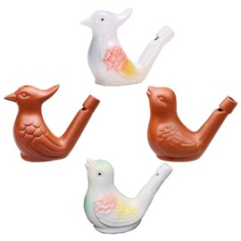 Pack of 4 Bird Whistles - Handmade Ceramic, Water Fillable Ceramic Whistle with Sound of Clear Birdsong, Suitable for Home Decoration Ornaments, Outdoor Games