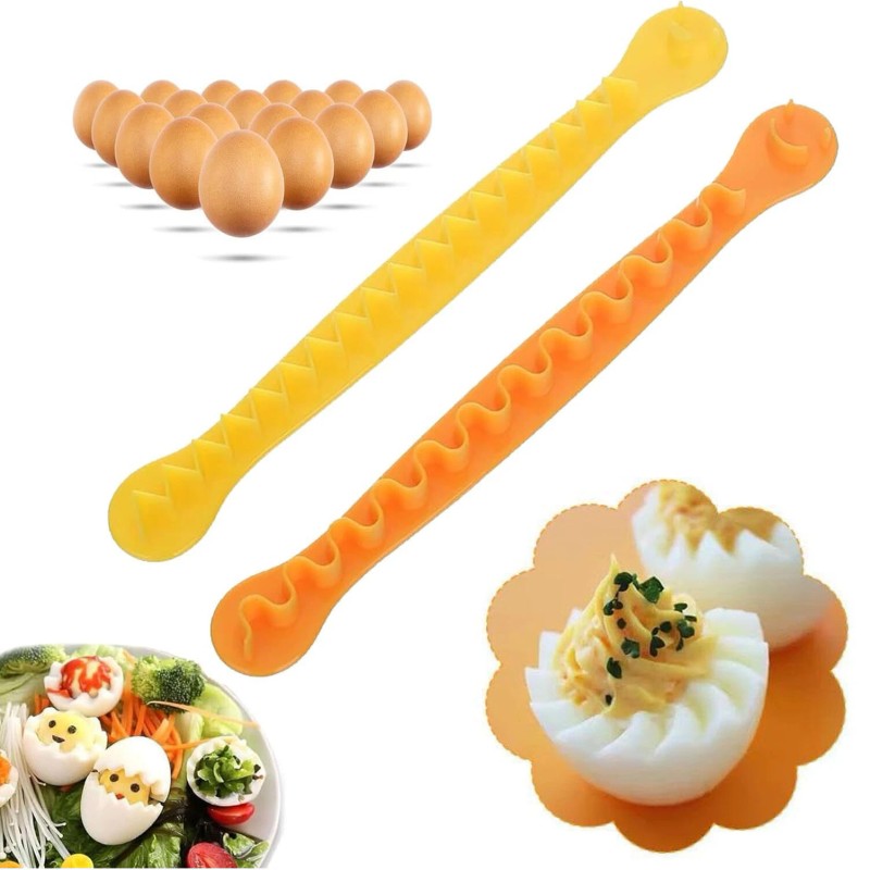 2pcs Fancy Cut Egg Cooked Eggs Cutter Lace Egg Slicer