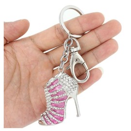 Crystal Rhinestone Diamante High Heel Shoe Decoration Chain for Phone Car Bag Key Ring keychain Charm Gift - Perfect for Women Ladies Girls' Phone Key Bag Pink