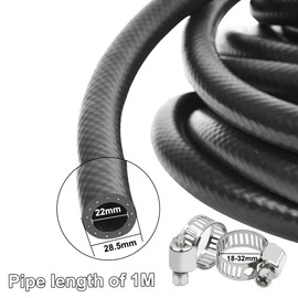 Diameter 22 mm Rubber Hose Radiator Hose, NBR Fuel Hose (Inner 22 mm/Outer 28.5 mm), 1 Metre Car Fuel Line, Diesel Hose, Coolant Hose for Petrol Fuel, with 2 x Hose Clamps