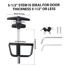 Shed Door Latch T-Handle Lock Kit with 5 Keys,BTEOBFY 5-1/2" Stem Storage Barn Shed Door Hardware Lock Set for Playhouses, Chicken Coops,Camper (Black)