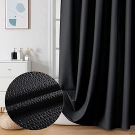 OVZME Berry Black Extra Long Shower Curtain Set 72 x 84 Inch with Hooks, 3D Embossed Textured Fabric Shower Curtain for Bathroom, Water Resistance, Machine Washable Soft Cloth, 72X84, Black