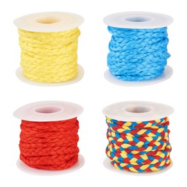 21.8 Yards Rainbow Macrame Cord 7 mm Braided Cord 3-Ply Beading Thread Cord Macrame Rope Twisted Cord for Wall Hangings Plant Hanger DIY Craft String Knitting 4 Colors