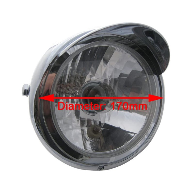 Universal Motorcycle Motorbike Classic Chrome Headlight with High and Low