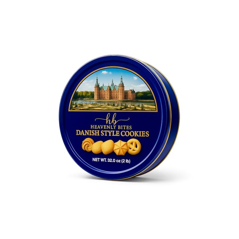 Heavenly Bites Danish Style Butter Cookies in Metal Tin 32