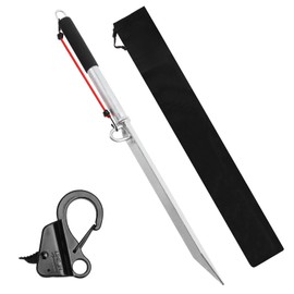 Leero 39” Sand Spike Boat Anchor with 3/8" Stainless Steel Anchor Hook and Accessory Pouch, Self-Hammering Beach Spike Anchor for Small Boats, Jet Skis, etc. in Shallow Waters, Beaches