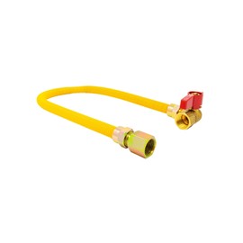 5/8 inch OD, 30 inch long Gas Connector with 3/4 inch FIP Adapter and 3/4 inch FIP Angle Gas Valve (Click in for more size options) 5/8'' OD Coated Stainless Steel Dryer/Heater Connector