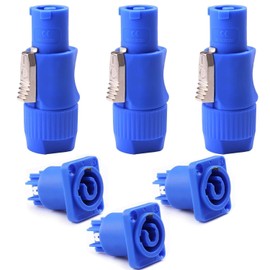 VISSQH 3 Sets Speaker Connector 250V 20A AC Speaker Power Connector,Audio Speaker Plug 3 Pin Speaker Panel Mount Socket Male and Female Head for Neutrik NAC3FCA, speaker