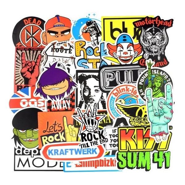 Stickers de Rock 50 Calcomanias Impermeables Diferentes