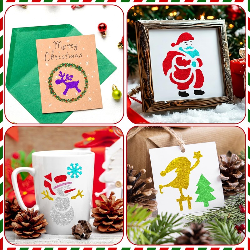 158Pcs Christmas Temporary Tattoo Stencils and 8 Body Markers for