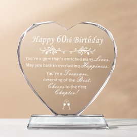 L.Karden 60th Birthday Gifts for Women Men Gifts for 60 Year Old Woman Crystal Gifts Heart Birthday Presents Happy Birthday Idea Gifts for Husband Wife Parents Grandparents Friends
