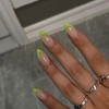 Green French Tip Press On Uñas Cortas Almendras Prensas Ons French Tip Pegamento En Uñas para Mujeres Diy Acrílico Uñas Francesas Uñas Cortas de Gel, 