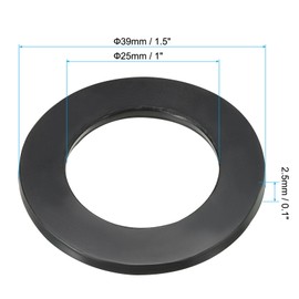 PATIKIL M25 Rubber Flat Washer, 10 Pack 25mm ID 39mm OD 2.5mm Thick Sealing Spacer Gasket Ring for Faucet Pipe Water Hose Fastener Bolt, Black