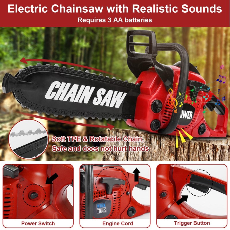 Vextronic Kids Tool Set 36 PCS with Toy Chainsaw Electronic