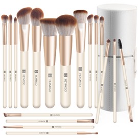HEYMKGO Professional Makeup Brush Set, 18 Pieces, Professional Brush Set, Foundation, Eyeshadow, Eyebrow, Blush, Make-Up Brush Set, High-Quality Synthetic Bristles with Storage Gift Box