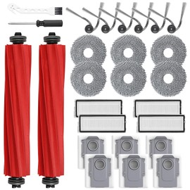 26 Pack Replacement Accessories for Roborock QV 35A/QV 35S Robot Vacuum Cleaner, 2 Mainbrush 6 Side Brush 4 HEPA Filter 6 Mop Pads 6 Dust Bags 1 Cleaning Brush 1 Screwdriver