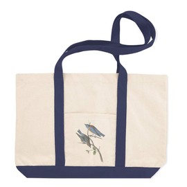 Canvas Shopping Tote Bag Western Bluebird James Audubon Birds Animals Fowl Beach Bags for Women Birds Gifts Navy Design Only