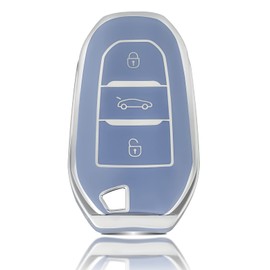 OFFCURVE Car Key Case - Key Fob Cover & Protector - 3 Buttons - Compatible with Peugeot 3008, 5008, 208, 308, 408, 508, 307, Citroen C1, C3, C4, C5, Grand Picasso, DS3, DS5, Cactus, C3XR
