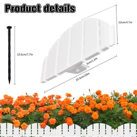 White Garden Edging Border,Garden Lawn Border with Anchoring Spikes,Lawn Edging Border for Lawn,Flower Garden Outdoor Patio Pathway,No Dig Flexible Lawn Edging (20)