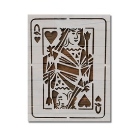 Playing Card Queen of Hearts Stencil Template Reusable for Painting on Walls, Wood, Arts and Crafts (31) - 5.5 x 8.5 Inches
