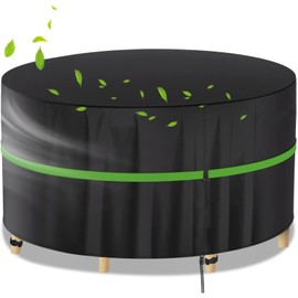 Wanocean Round Outdoor Table Cover 74Inch, Waterproof Patio Furniture Cover - Heavy Duty 420D Large Patio Dining Table and Chair Set Covers for All Weather Resistant for Round Sofa (Black, 74"DIA x 31"H)