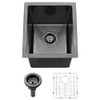 13x15 Undermount Bar Sink, Swift Horse 13 Inch 16-Gauge Black
