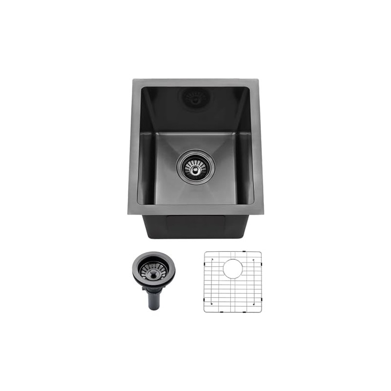 13x15 Undermount Bar Sink, Swift Horse 13 Inch 16-Gauge Black