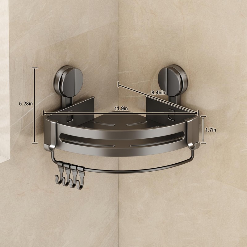 VOLPONE Corner Shower Caddy Suction Cup, 2 Pack Shower Shelves
