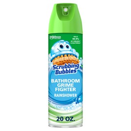 Scrubbing Bubbles Scrubbing Bubbles Bathroom and Shower Cleaner Disinfectant Aerosol, Foaming Action Bathroom Grime Fighter, Rainshower Scent, 20oz