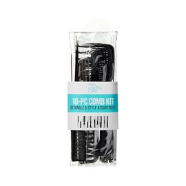 Kiss Colors  Care Juego de Peine Profesional 10 Piezas Para Desenredar Negro                                                                          
