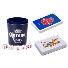 DOMINO'S AZTECA MEXICO Cubilete Corona Extra + Baraja Española Corona Extra