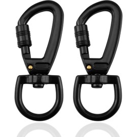 2pcs dog lead clips - with swivel snap hooks - 360° rotatable spinner - D-shaped design - Metal Clips Heavy Duty - suitable for rock climbing and dog leashes (black)
