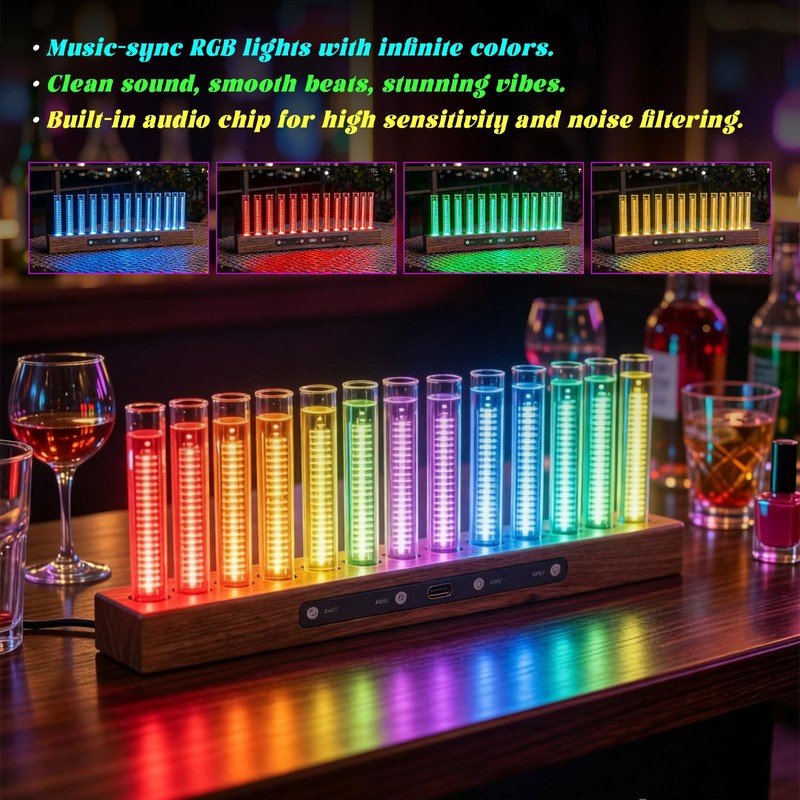 12-LED Music Spectrum Display with 240 RGB Beads - High